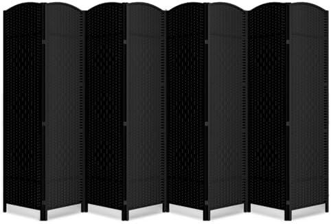 8 Panel Folding Room Divider, Woven Privacy Screen by cocosica