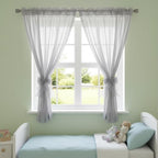 2 Pack French Lace Bow Curtain Tiebacks, Dark Gray - Image 4