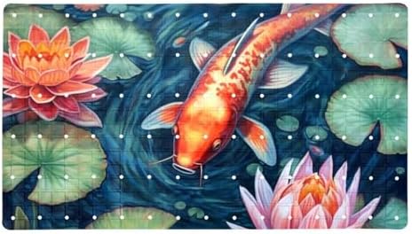 Bathtub Mat Non Slip 26.8x15.1 Inch, Florals Fish Shower Mat by Anna+Cowper