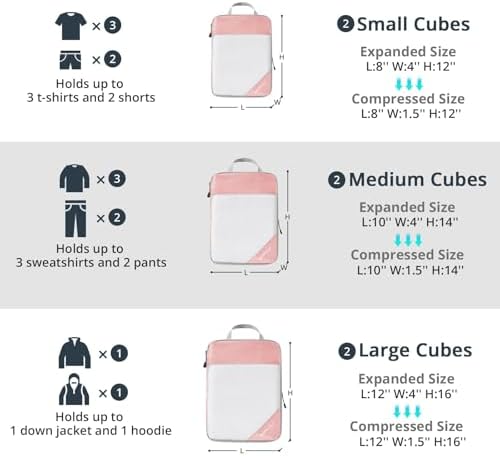 Compression Packing Cubes 8 Set, Compressible Space-Saving Packing Cubes - Image 3