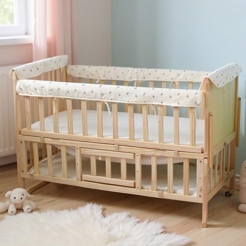 4pcs Rails Protections Cover Thick Cotton Crib Rails Protectors Adjustable - Image 5