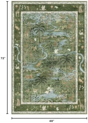 4x6 Whimsical Safari Nursery Area Rug Washable Non Slip Small Living Room Rugs - Image 2