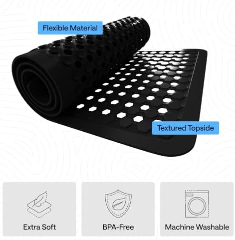 GORILLA GRIP Square Shower Stall Mat, Bathtub Floor Mat, 21x21 Black - Image 4