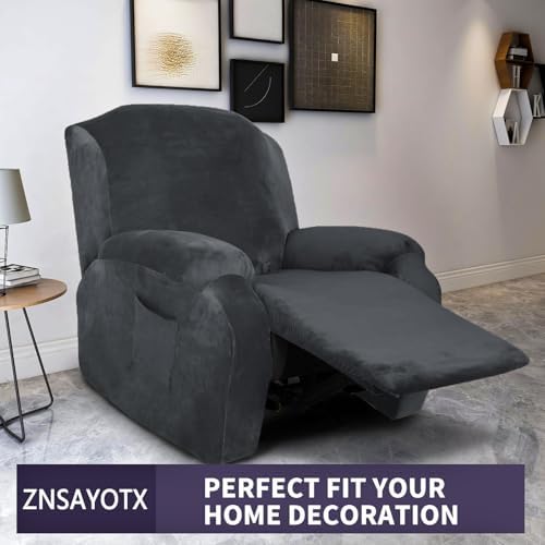 ZNSAYOTX Stretch Velvet Recliner Cover 4-Pieces, Thick Soft Recliner Chair - Image 2