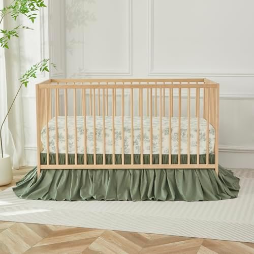 Brandream Crib Bed Skirt for Baby Girls Boys Gray Boho Bohemian Neutral Solid - Image 3