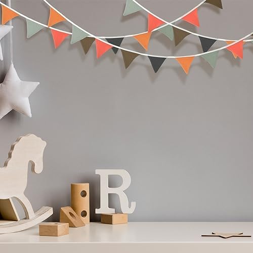 Oudain 2 Pcs Pennant Banner Flags Nursery Garland Triangle, Rustic Color - Image 3