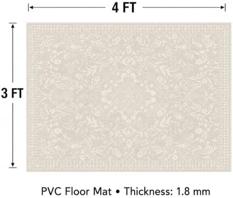 3' x 4' Beige Vinyl Floor Mat for Home, PVC Waterproof Area Mat - Image 2