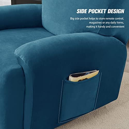 Stretch Recliner Covers, 4-Piece Ultra Soft Velvet Recliner Chair Slipcover - Image 4
