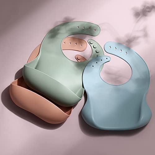 Eascrozn Silicone Bibs for Babies Toddler Set of 3, BPA Free - Image 2