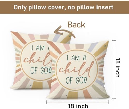 Boho Christian Pillow Covers 18x18, Christian Nursery Decor, Boho I am a Child - Image 7