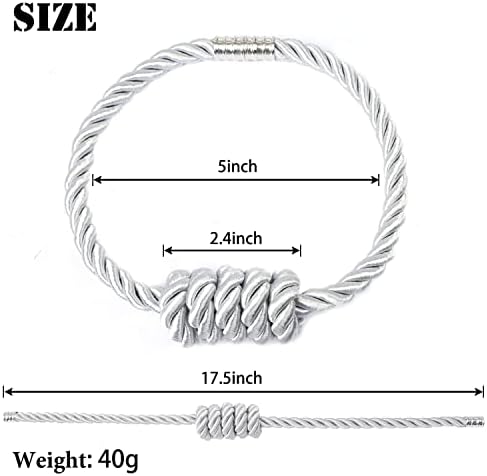 BEL AVENIR Magnetic Curtain Tiebacks 4 Pack Hand-Woven Curtain Ties - Image 2