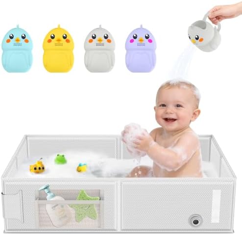 Collapsible Baby Bathtub, Foldable Toddler Bath Tub by Hehighti