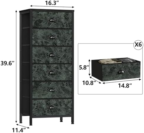Furnulem Dresser for Bedroom, 6 Drawer Tall Storage Tower Unit and Chest - Image 2