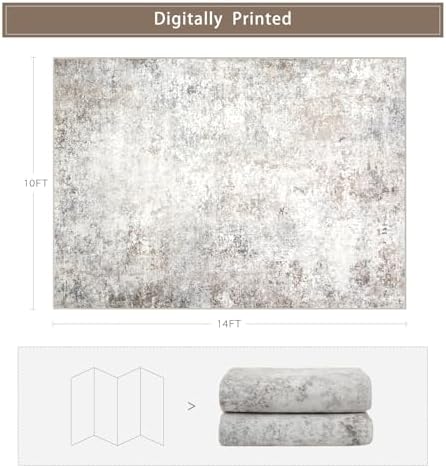 Beige Grey 10x14 Washable Area Rugs - Image 2