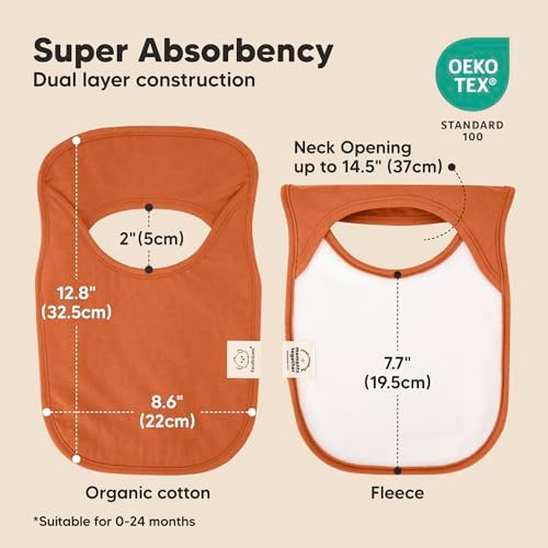 KeaBabies 8-Pack Bibs for Baby Girls, Boys Pullover Baby Bibs 6-36M - Image 3