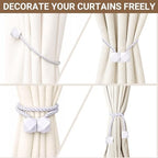 Hion Magnetic Curtain Tiebacks White 2pcs, Curtain Tiebacks Buckles Holdbacks - Image 7