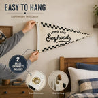 Long Live Boyhood Embroidery Pennant Flag, Checkered Banner Nursery Decor - Image 3