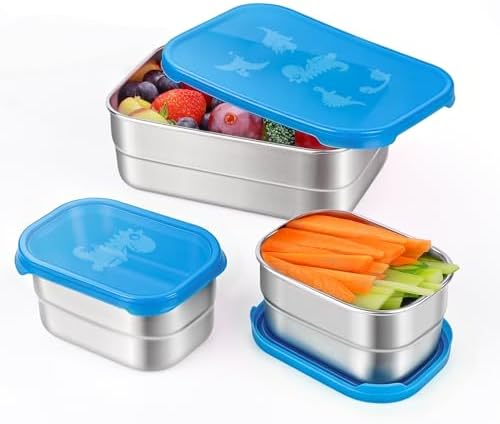 Tanjiae 3 CUP+1 CUP Stainless Steel Lunch Snack Containers Set | Leak Proof 304 by Tanjiae