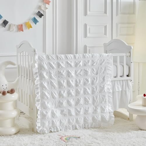 Ruffled Crib Bedding Set Baby Boho Quilted Comforter - Image 3