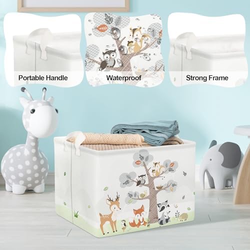 Clastyle 36L Large Woodland Animal Tree House Baby Basket Rectangle Deer Fox - Image 4