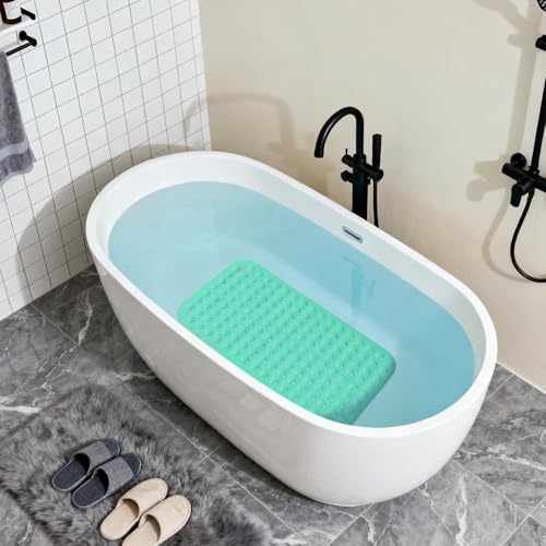 Anti-Slip Bathtub Shower Mat 28×15 Inch Turquoise Green - Image 5