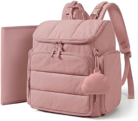mommore Diaper Bag Backpack, Baby Bag, Diaper Backpack, Dark Pink by mommore