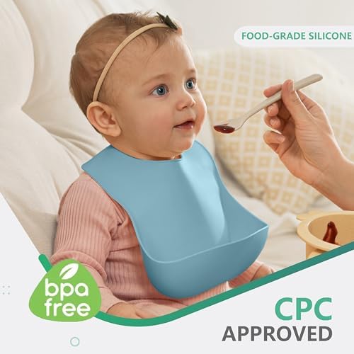 Cuddle Campus Set of 3 Silicone Bibs, Soft Adjustable Bibs - Image 2