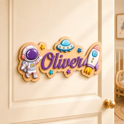 Custom Name Sign for Nursery, Personalized Wooden Kids Room Door Sign by Unknown