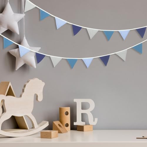 Oudain 2 Pcs Pennant Banner Flags Nursery Garland Triangle, Bright Color - Image 4