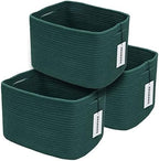 XUANGUO Woven Cotton Rope Storage Baskets 15x10x9.3" 3 Pack Dark Green by XUANGUO