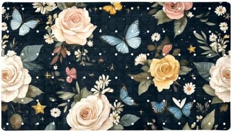 Bathtub Mat Non Slip 26.8x15.1In, Vintage Butterfly Wildflowers Bath Mat by Anna+Cowper