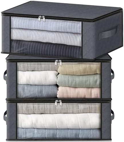 HomeHacks 3-Pack Clothes Organizer Storage Bags, 35L Storage Bins by HomeHacks