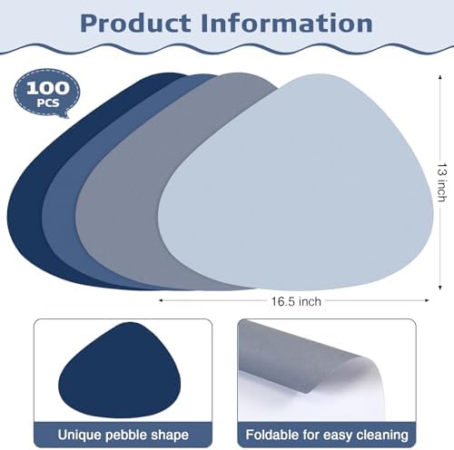 100 Pcs Disposable Paper Placemats Bulk 16.5"x13" Pebble Shape Place Mats - Image 2