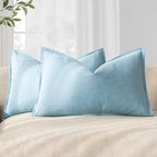 Foindtower Decorative Linen Lumbar Throw Pillow Covers 12x20 Light Blue by Foindtower