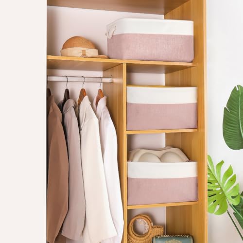 Storage Bins with Sturdy Cotton Handles, Fabric Storage Baskets - Image 2