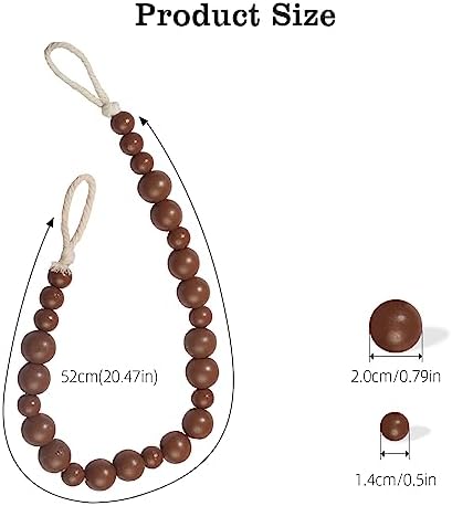Hion 2 Pcs Boho Curtain Tiebacks, Wood Beads Curtain Holdbacks, Outdoor - Image 2