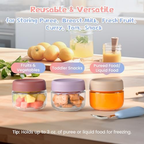 Glass Baby Food Storage Containers, Baby Food Jars, 8 Pack Small Glass - Image 5