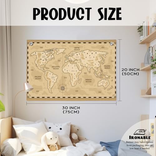 Wheatwin World Map Wall Art Banner - Image 2
