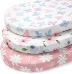 Baby Bassinet Sheets Girl, 3 Pack Fitted Bassinet Mattress Sheets, Compatible by FIEMOL