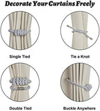 BEL AVENIR Magnetic Curtain Tiebacks 6 Pack Hand-Woven Curtain Ties - Image 3