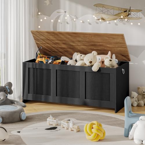 HOOBRO Storage Bench, 39.3" Retro Wooden Storage Chest, Wooden Storage Trunk - Image 2