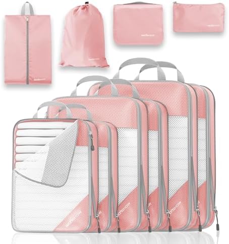 Compression Packing Cubes 10 Set, Compressible Space-Saving Packing Cubes by NICOSHOW