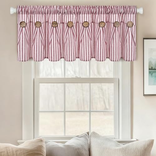 ASPMIZ Farmhouse Valances for Windows, Cotton Linen Kitchen Curtains Valances - Image 2