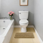 Chenille Bathroom Rug 17"x24" Tan, Non-Slip Plush Bath Mat - Image 7