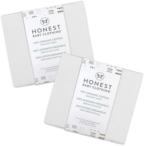 HonestBaby 2-Pack Organic Cotton Fitted Bassinet Sheet, One Size - Image 4