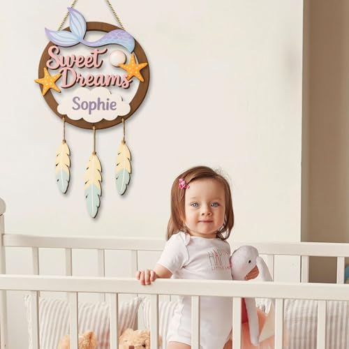 Mermaid Dreamcatcher Custom Wooden Signs – Custom Ocean Theme Wood Wall Art - Image 5