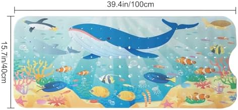 LNOND Bath Mat for Tub for Kids, Whales and Fish Bathtub Mat, Kids Bath Mats - Image 7