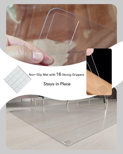 【16 Anti-Slip Stickers Included】3'×5' Clear Rug Protector Mat, Waterproof Vinyl - Image 4