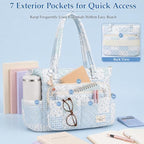 WOBAGMEN Teacher Tote Bag for Women, Quilted Floral Laptop Work Tote - Image 2