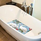 Bathtub Mat Non Slip 26.8x15.1In, Swans Roses Bath Mat - Image 5